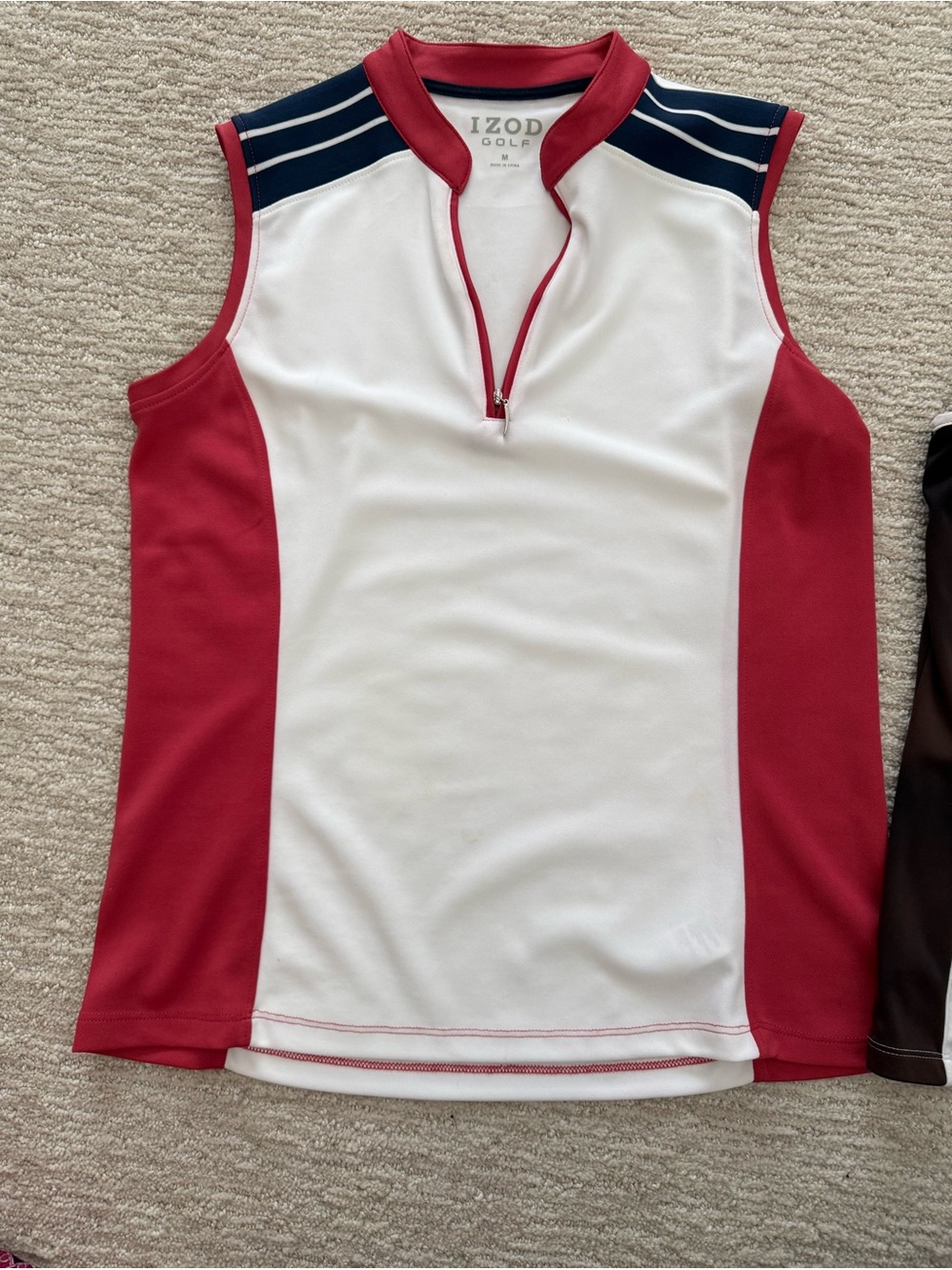 Izod golf, pickleball, tennis Women's Medium Sleeveless Tank Top - White Red